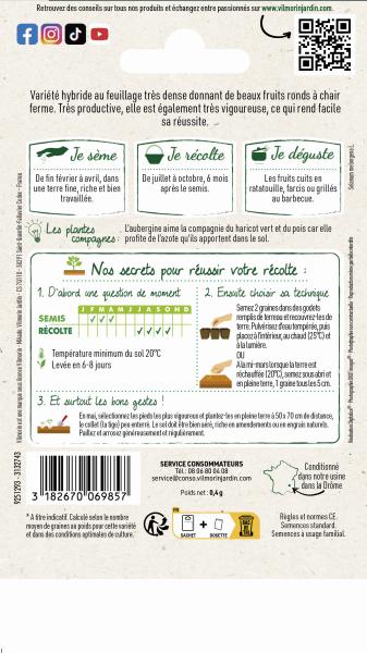 Potagères - Aubergine Bonica HF1 - Graines d'Exception - MEDIA_PACKAGING_VERSO